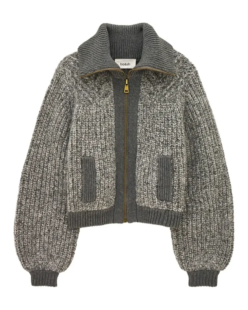 ba&sh Cardigan mit Zopfmuster - Grau Grau