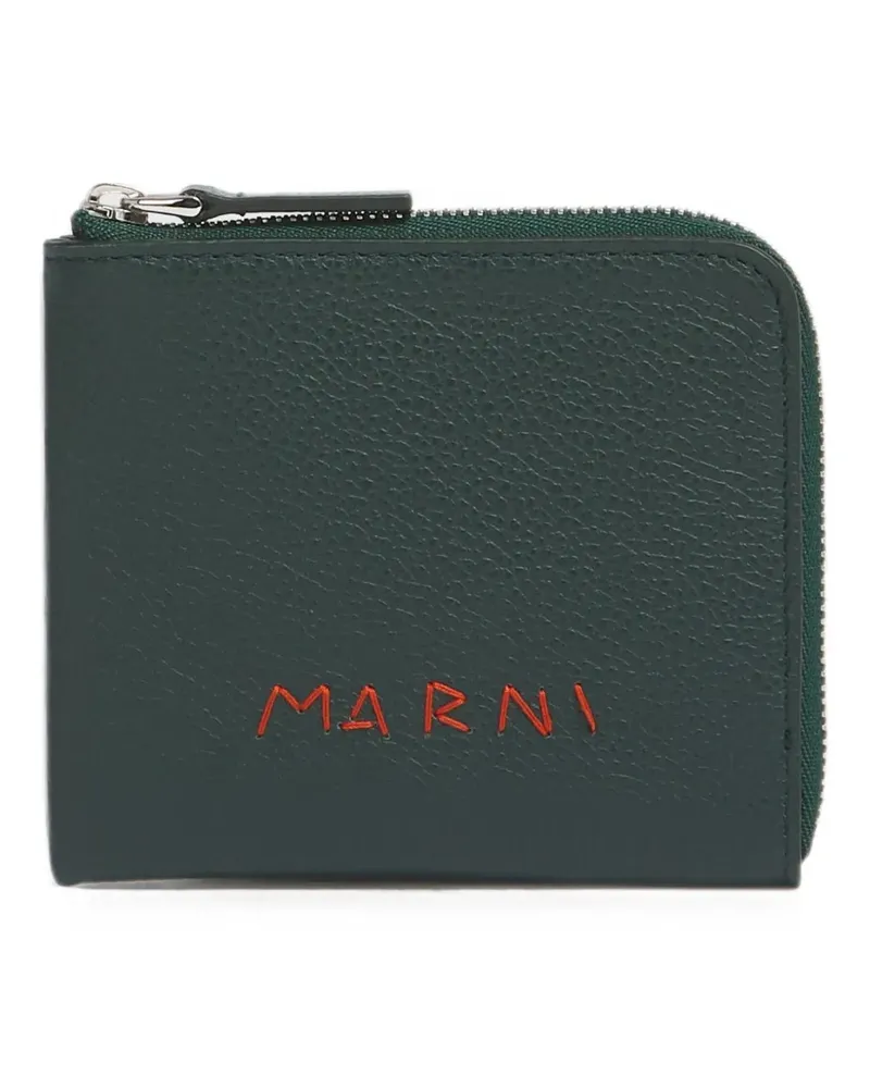 Marni Mending logo leather wallet - Grün Grün