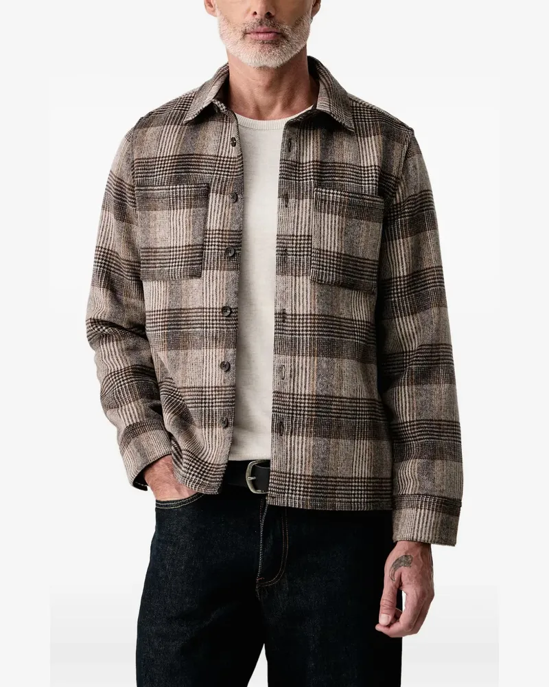 Lindbergh check-pattern button-down shirt jacket - Braun Braun