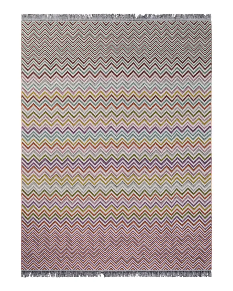 Missoni Home Antwan zigzag-knit fringed throw - Nude Nude