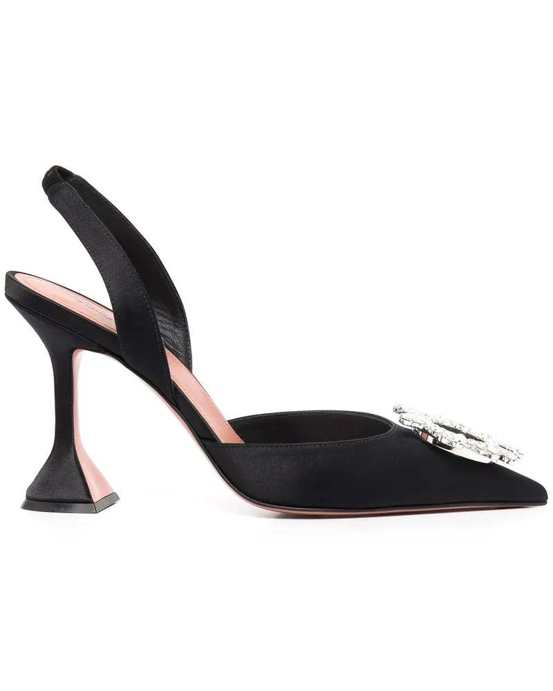 Amina Muaddi Begum Slingback-Pumps mit Kristallschnalle 95mm - Schwarz Schwarz