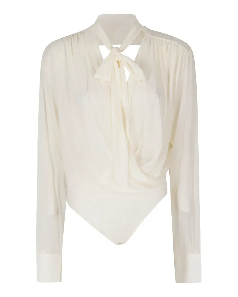 Amazuìn Keila Sheer pussy-bow bodysuit - Weiß Weiß