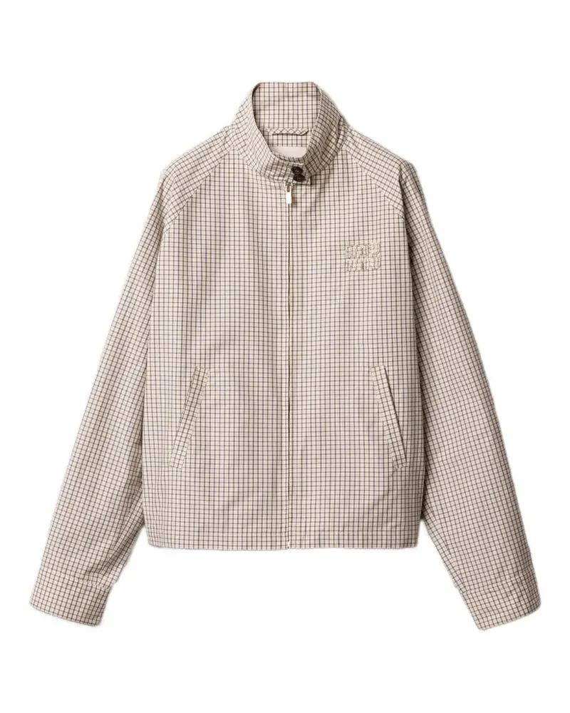 Miu Miu check-pattern oversized jacket - Nude Nude
