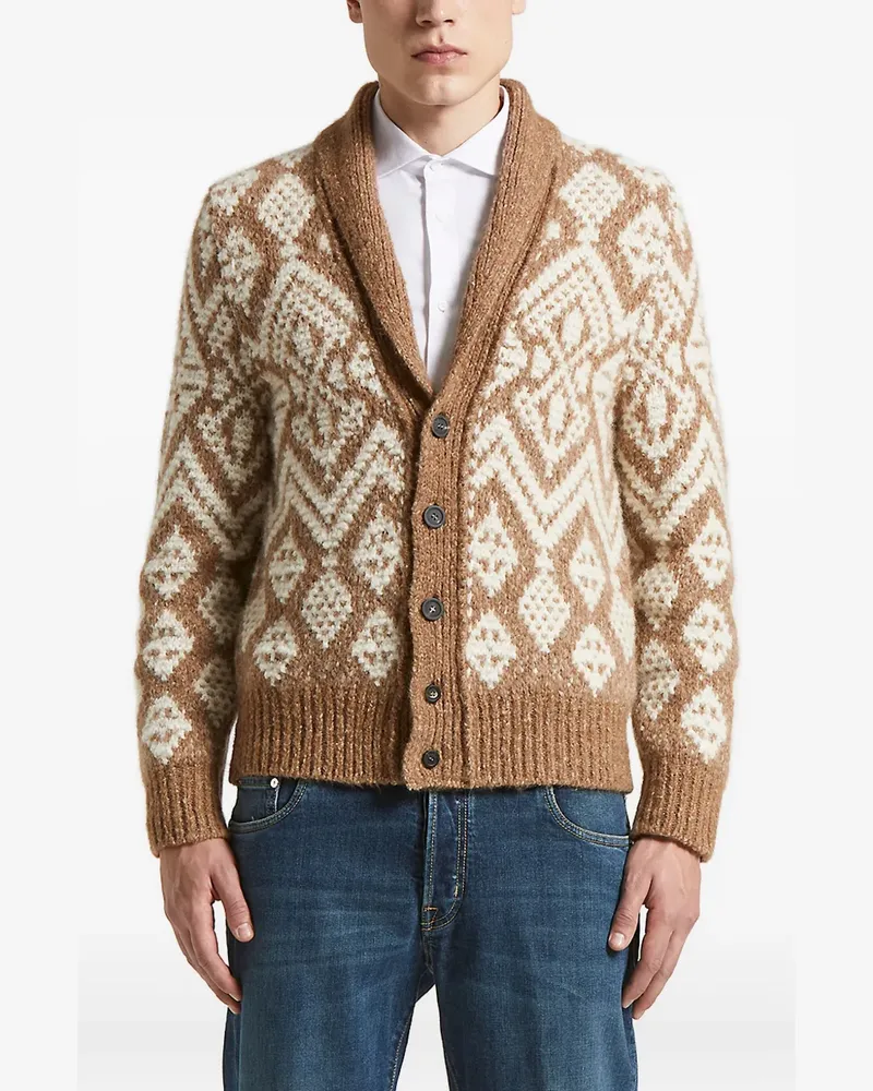 Peserico Gemusterter Cardigan mit Schalkragen - Braun Braun
