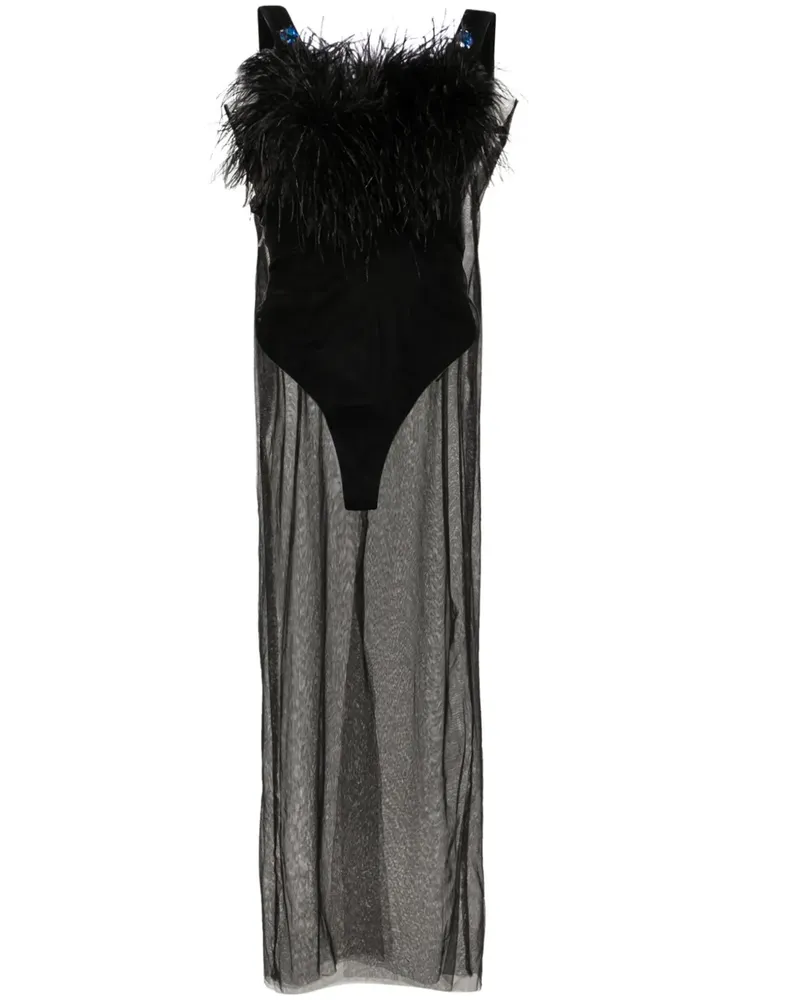 LOULOU Maxikleid mit Kristallen - Schwarz Schwarz