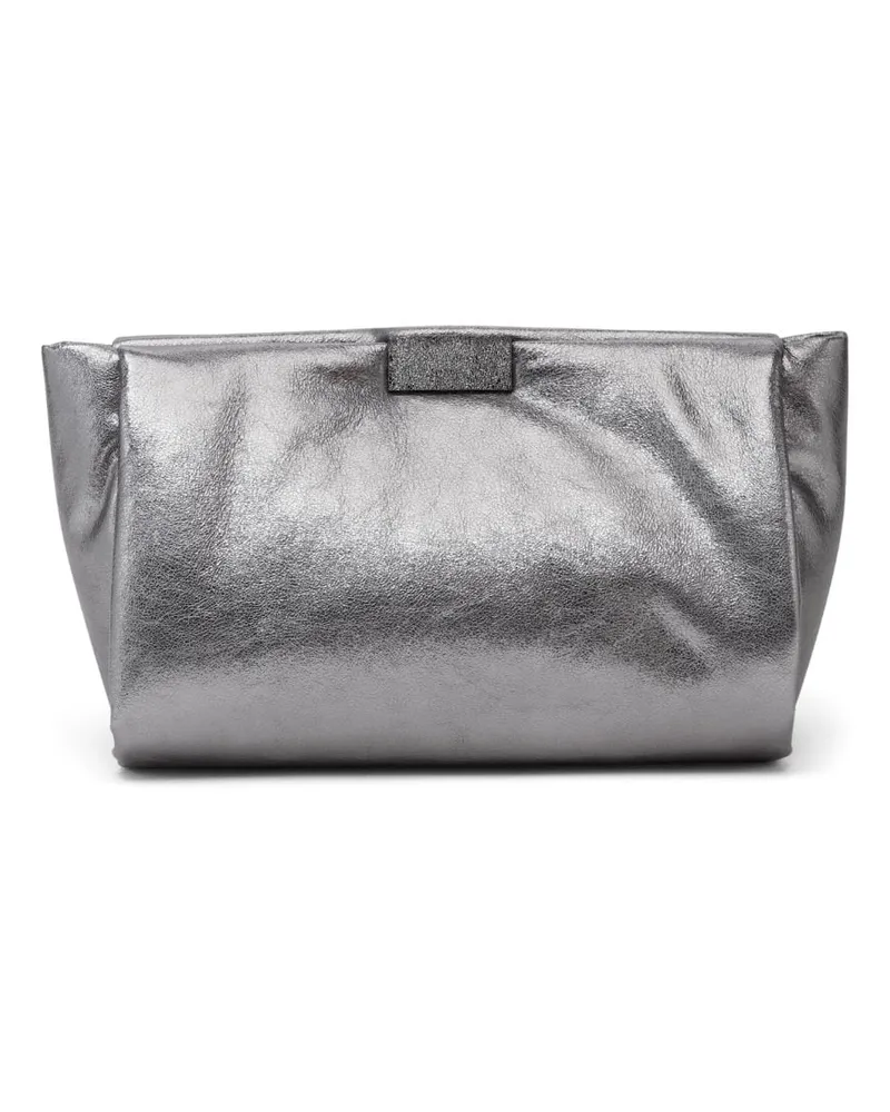 Brunello Cucinelli Lamé Clutch Silber