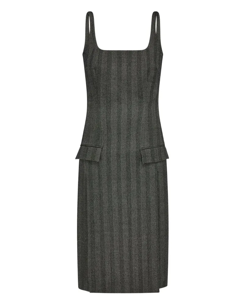 Ferragamo Fischgräten-Midikleid mit eckigem Ausschnitt - Grau Grau