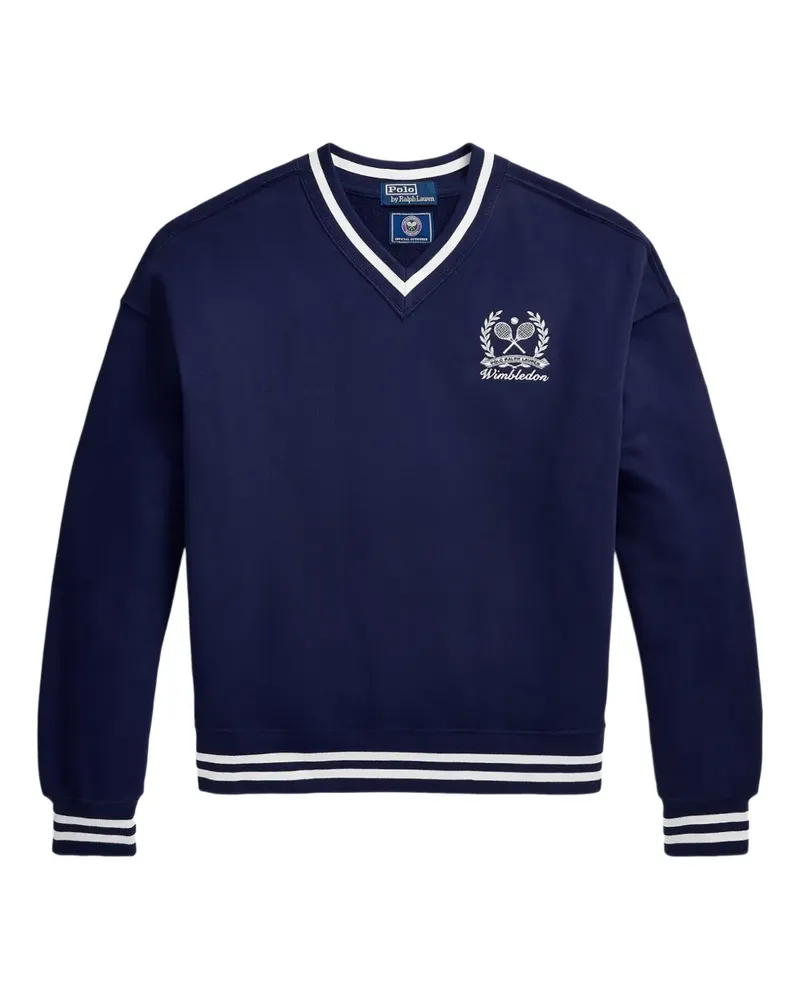 Ralph Lauren Besticktes Sweatshirt mit V-Ausschnitt - Blau Blau