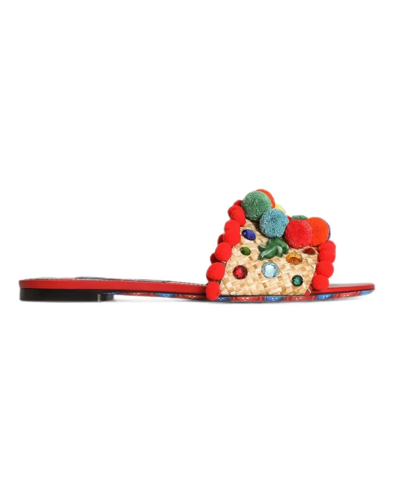 Dolce & Gabbana Bianca pom-pom slippers - Rot Rot
