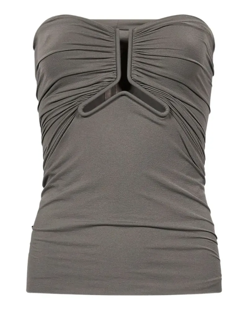 Rick Owens Gerafftes Oberteil mit Cut-Out - Grau Grau