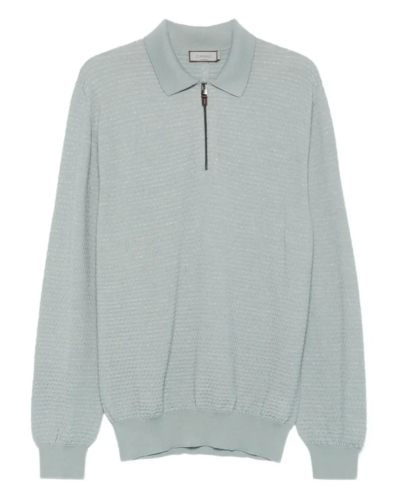 Canali Poloshirt mit Reißverschluss - Grün Grün
