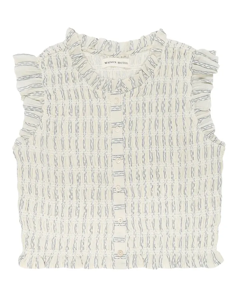 MAISON HOTEL Omaris shirred ruffled blouse - Nude Nude