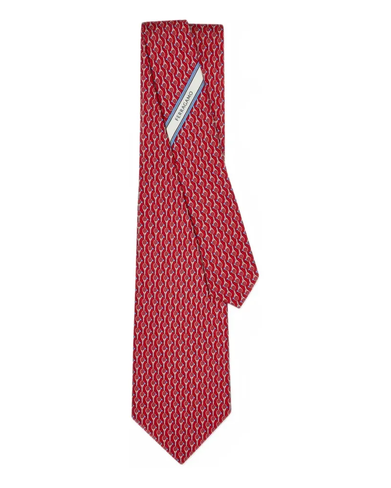Ferragamo Seidenkrawatte mit Tennis-Print - Rot Rot