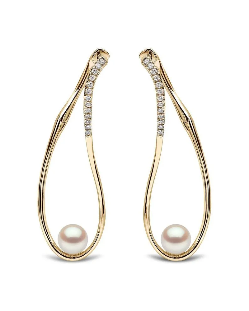 YOKO London 18kt Sleek Gelbgoldohrringe mit Akoya-Perlen und Diamanten Gold