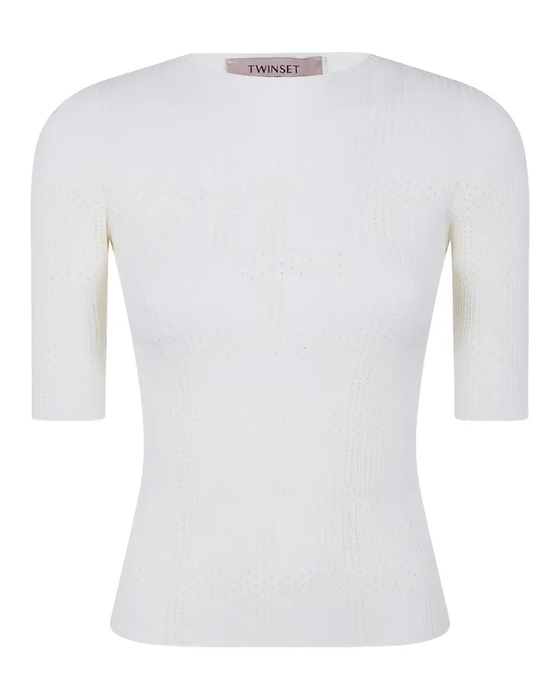 Twin-Set ribbed knitted top - Weiß Weiß