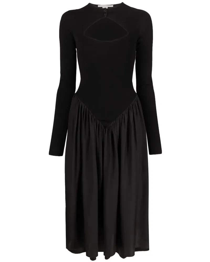 Stella McCartney Midikleid mit langen Ärmeln - Schwarz Schwarz