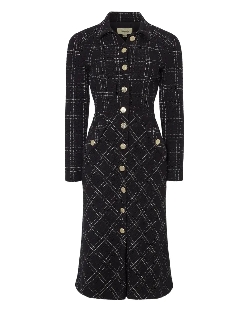 Temperley London Geknöpftes Colonel Midikleid mit Karomuster - Schwarz Schwarz