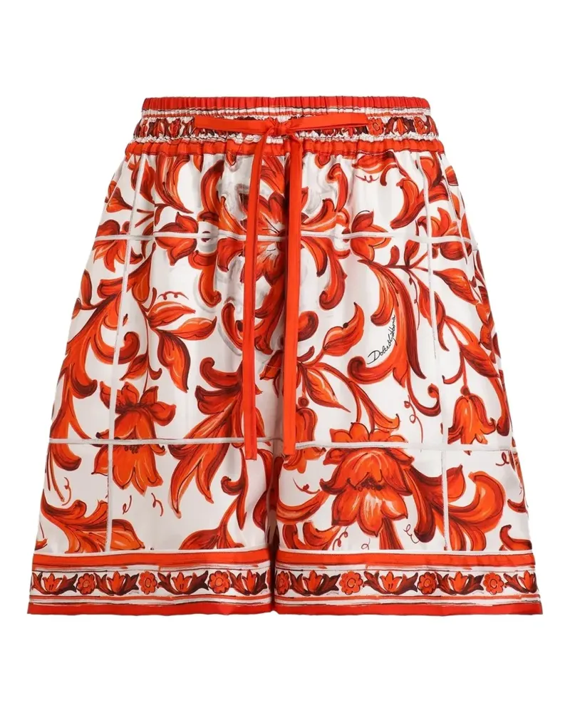 Dolce & Gabbana Shorts mit Majolica-Print - Weiß Weiß