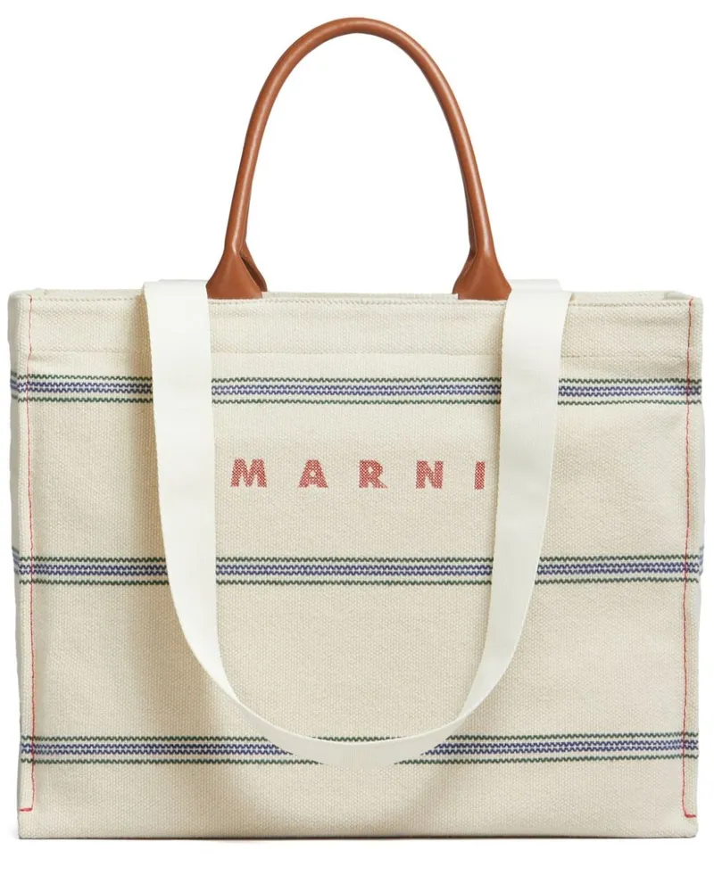 Marni Canvas-Shopper mit Logo-Stickerei - Nude Nude