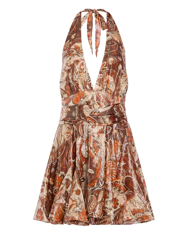Retrofête Alexandria Minikleid mit Paisleymuster - Braun Braun