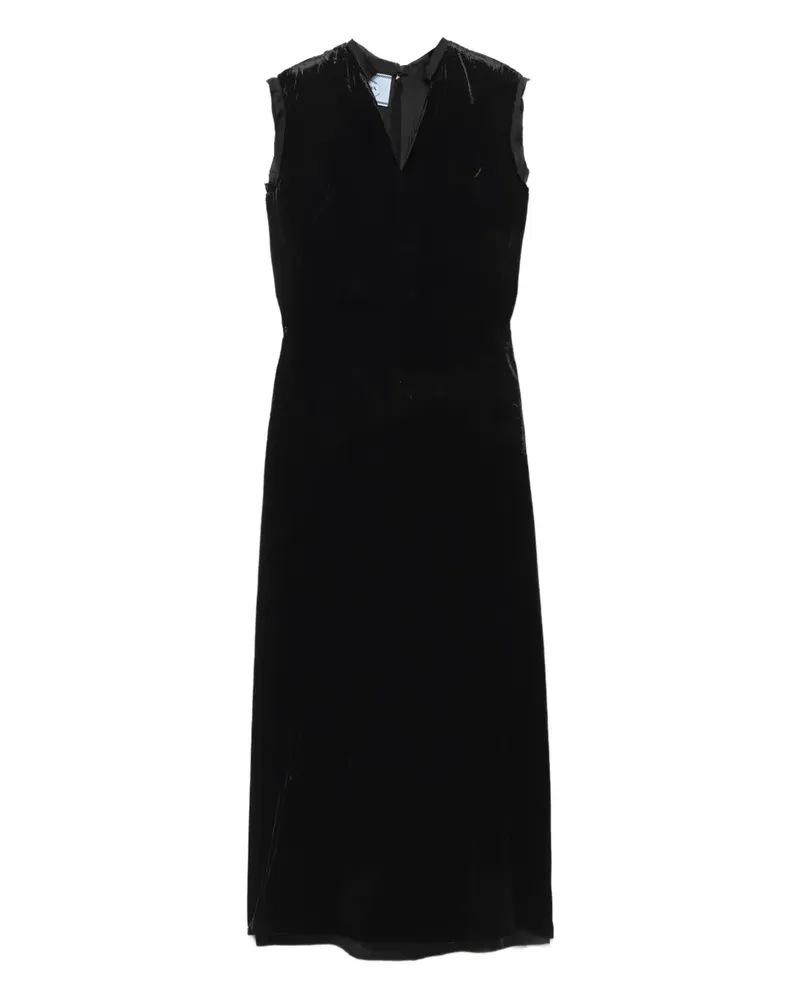 Prada Kleid mit Pelzkragen und Schleifendetail - Schwarz Schwarz