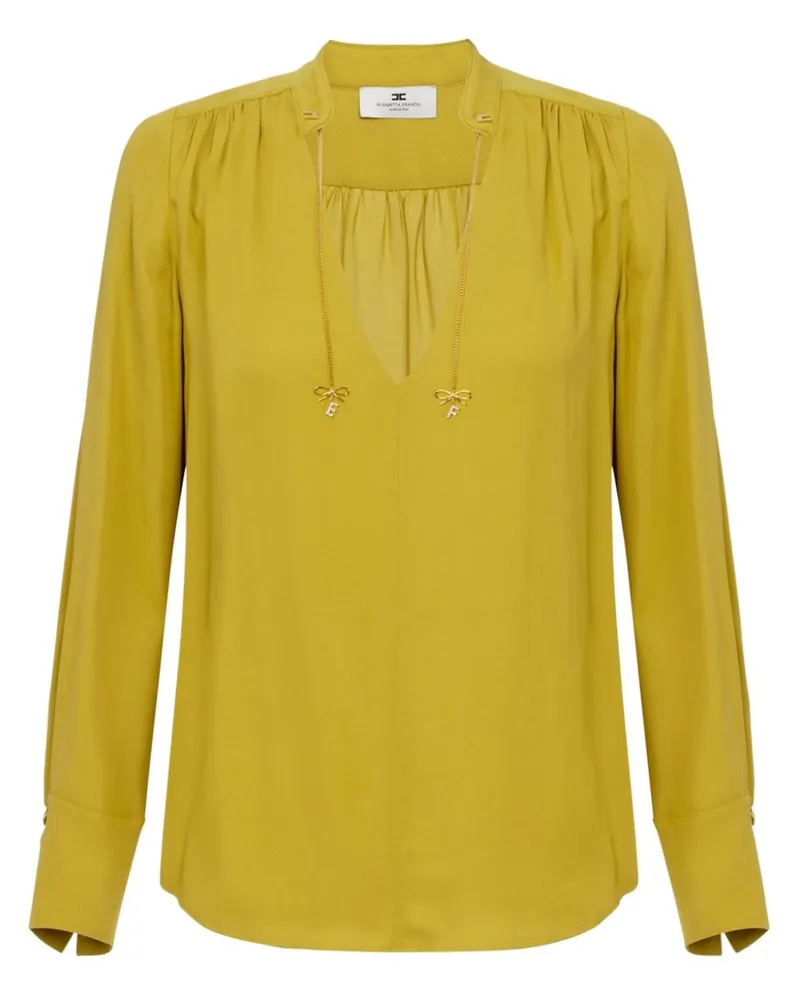 Elisabetta Franchi Georgette-Bluse mit Logo-Anhänger - Gelb Gelb