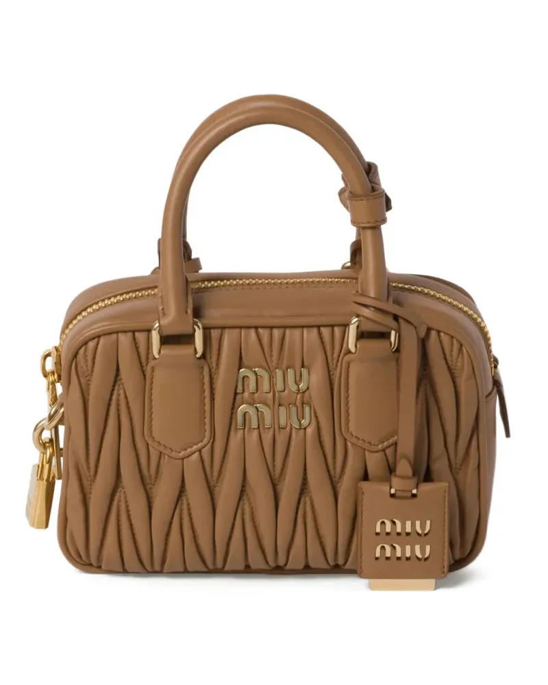 Miu Miu Arcadie Schultertasche aus Matelasse-Leder - Braun Braun