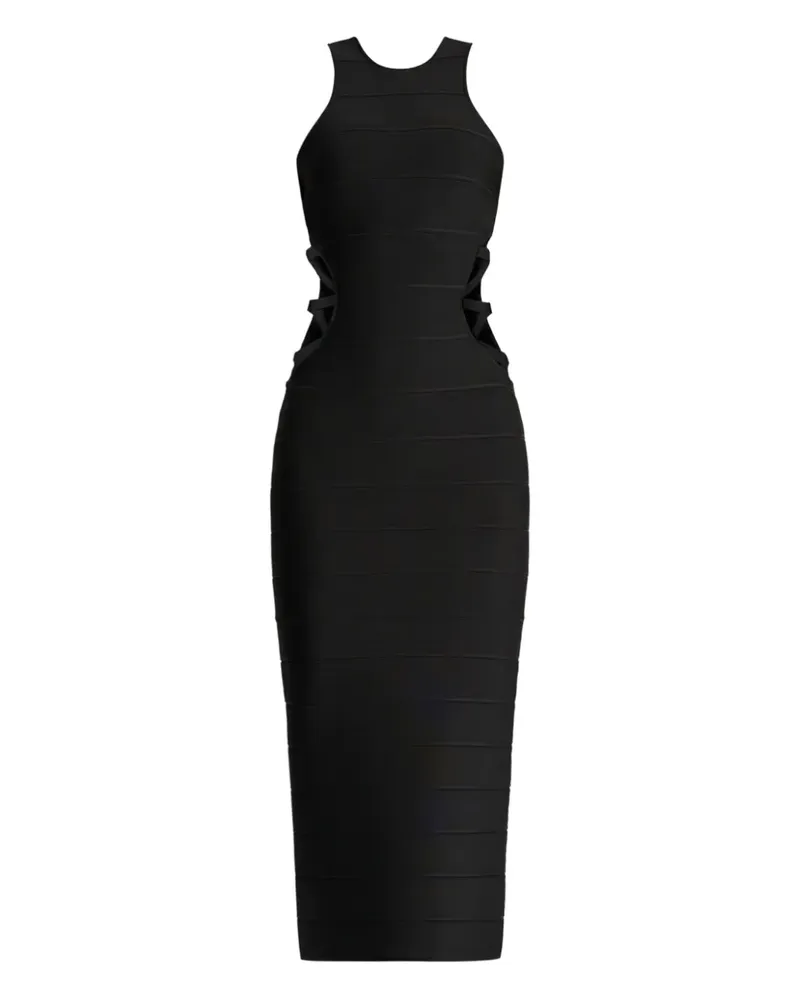 Hervé Léger Midikleid mit Cut-Outs - Schwarz Schwarz