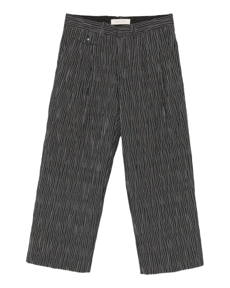 QASIMI striped pleated trousers - Schwarz Schwarz