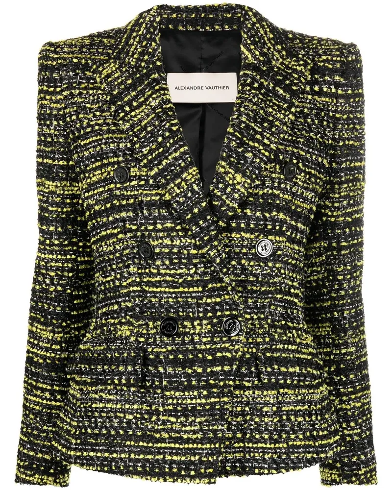 Alexandre Vauthier Doppelreihiger Tweed-Blazer - Schwarz Schwarz