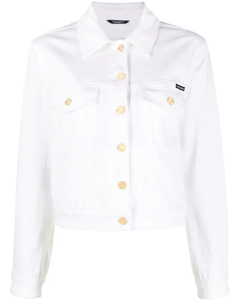 Dolce & Gabbana Jeansjacke mit Logo-Applikation - Weiß Weiß
