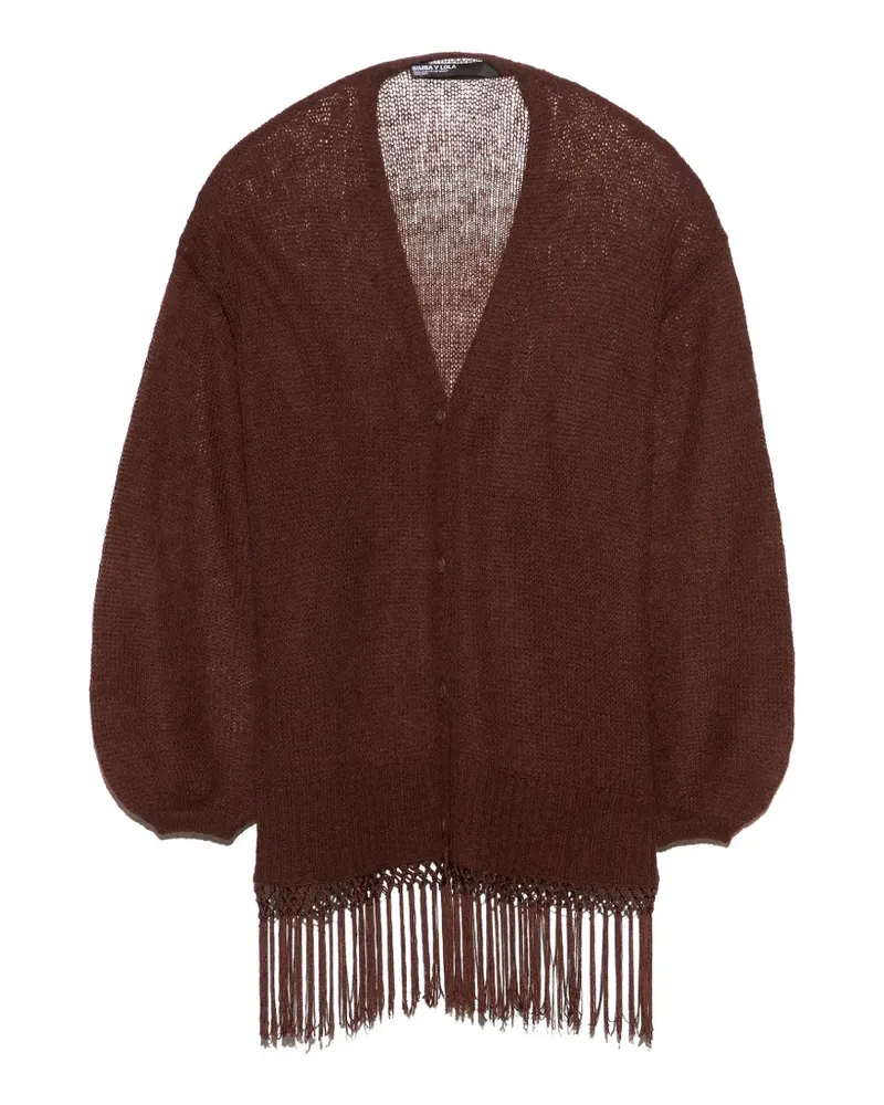 BIMBA Y LOLA Langer Cardigan mit Fransen - Braun Braun