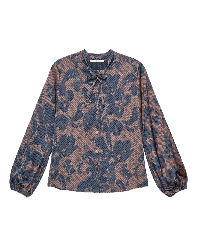 Maliparmi Sweet Foliage Hemd mit Blumenprint und Schleifenkragen - Blau Blau