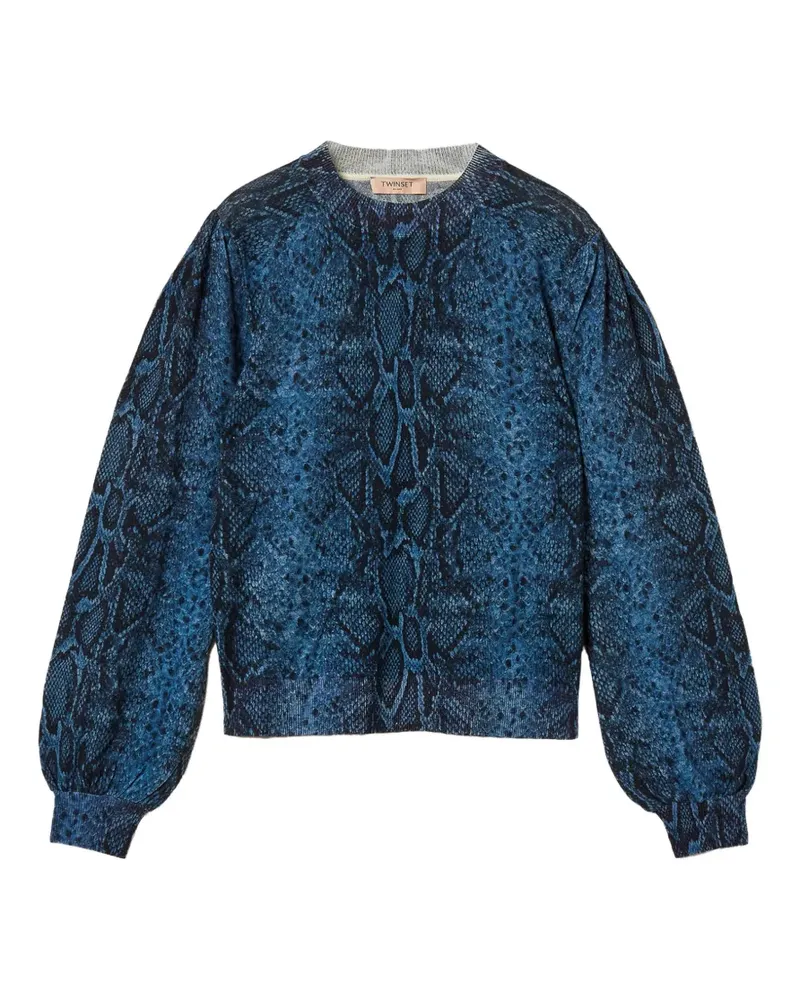 Twin-Set python-print wool jumper - Blau Blau