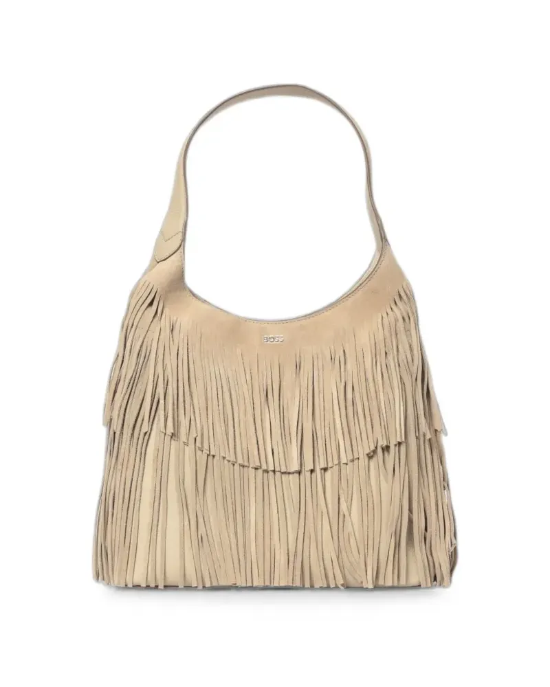 HUGO BOSS Lenah fringe-detail shoulder bag - Nude Nude