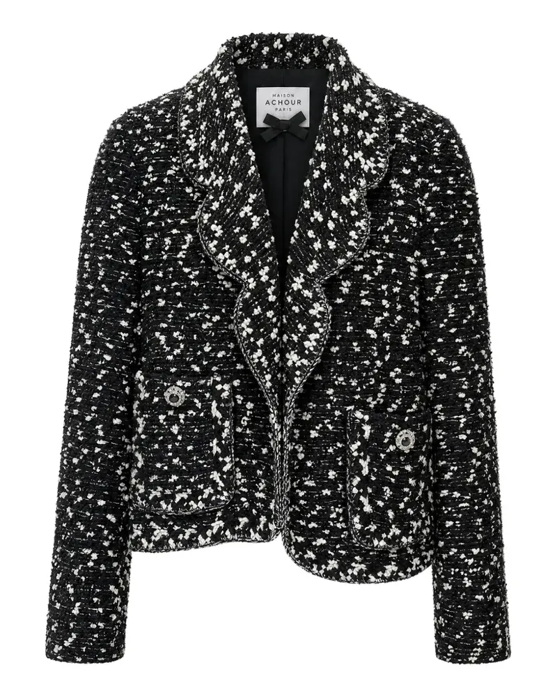 Edward Achour Bouclé-Jacke mit meliertem Effekt - Schwarz Schwarz