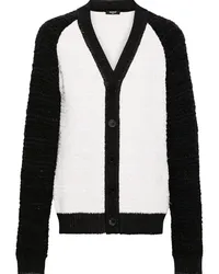 Balmain Bouclé-Cardigan in Colour-Block-Optik Weiß