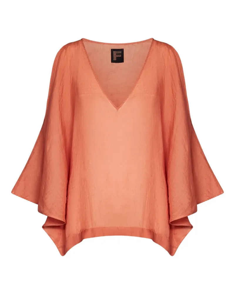 FISICO-Cristina Ferrari Bluse mit V-Ausschnitt - Orange Orange