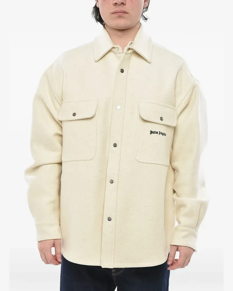 Palm Angels Hemdjacke mit Logo-Stickerei - Weiß Weiß