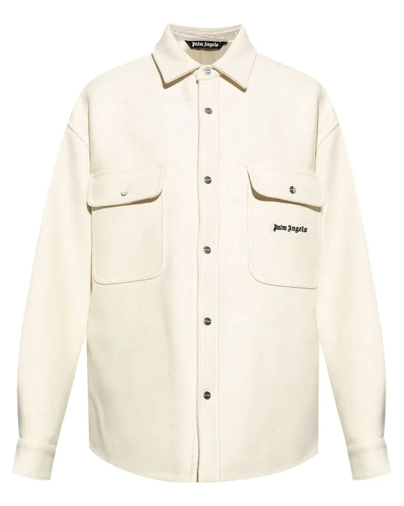 Palm Angels Hemdjacke mit Logo-Stickerei - Weiß Weiß