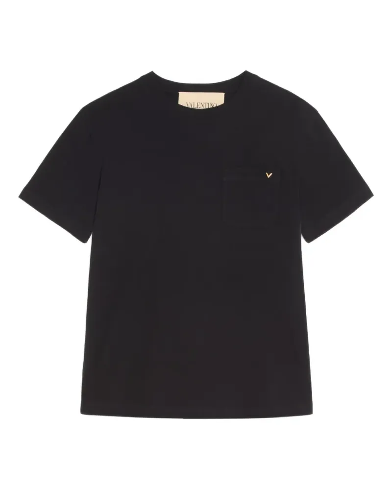Valentino Garavani Baumwoll-T-Shirt mit Vgold - Schwarz Schwarz