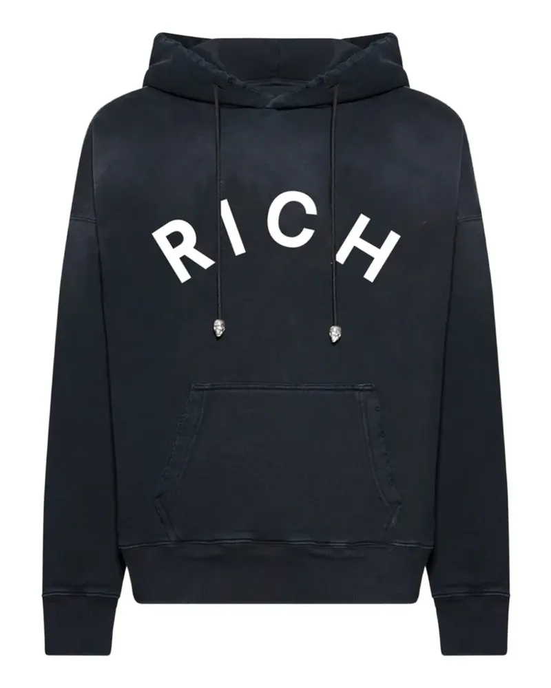 John Richmond Hoodie mit Logo - Schwarz Schwarz