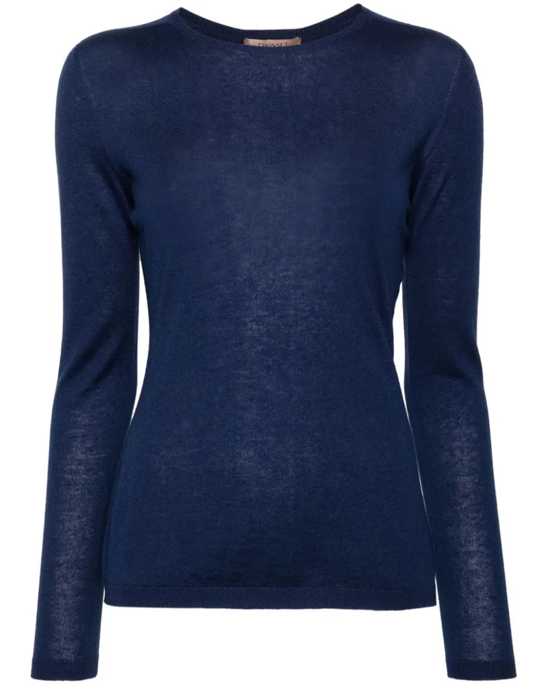 Twin-Set Fein gerippter Pullover Blau