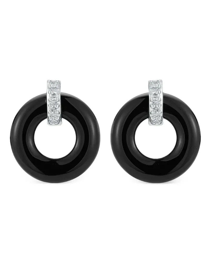 MATEO 14kt Onyx Donut Gelbgoldohrringe mit Diamant Gold