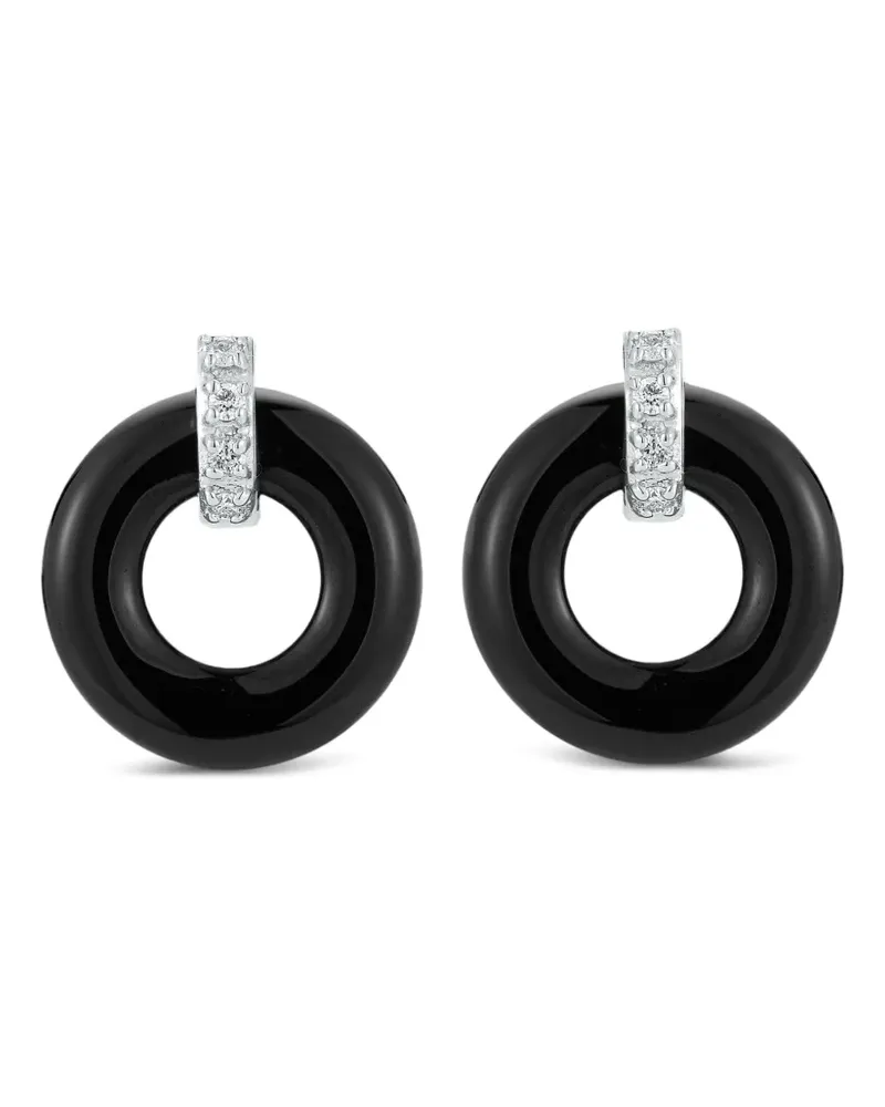 MATEO 14kt Onyx Donut Gelbgoldohrringe mit Diamant - Schwarz Schwarz