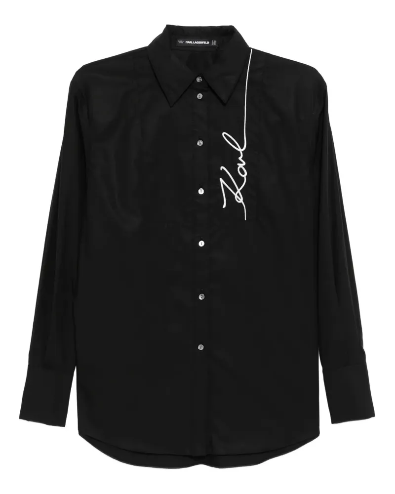 Karl Lagerfeld Hemd mit ikonischer Stickerei - Schwarz Schwarz