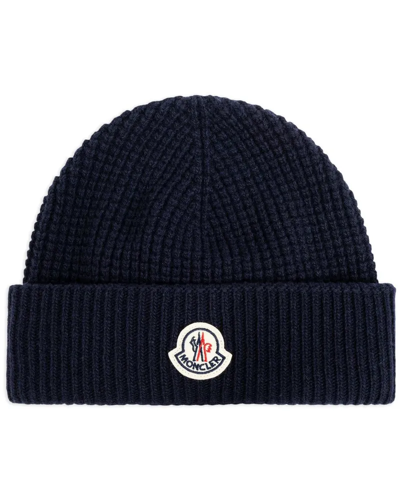 Moncler Beanie mit Logo-Applikation - Blau Blau