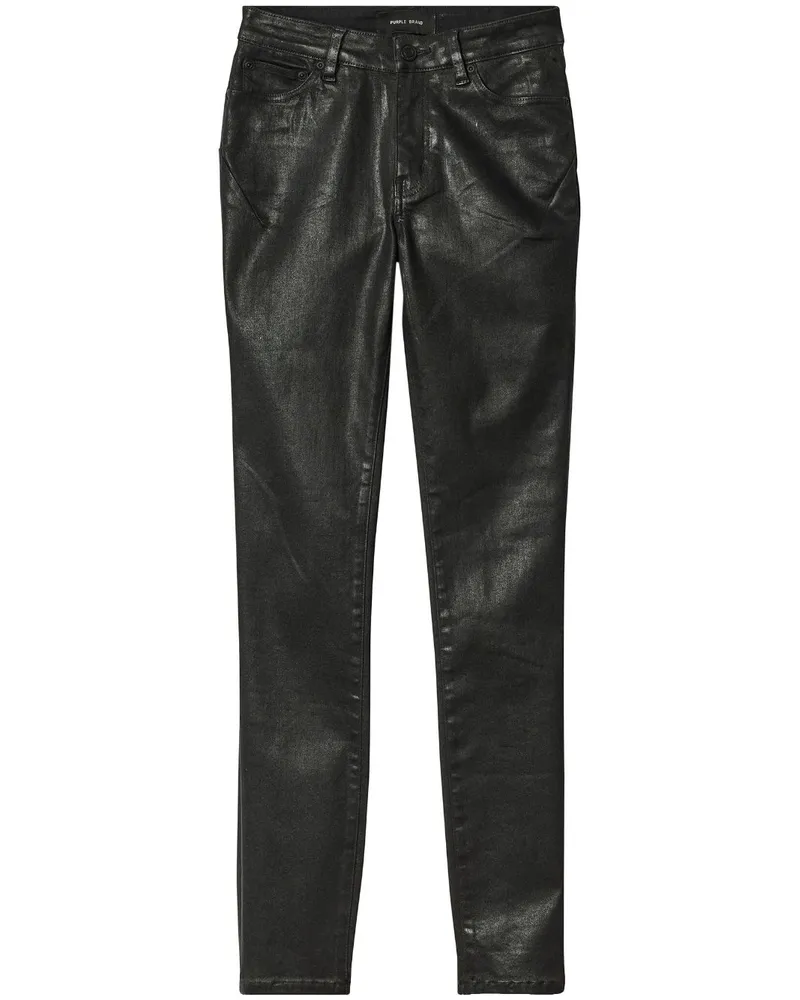 PURPLE BRAND Halbhohe Tapered-Jeans - Schwarz Schwarz