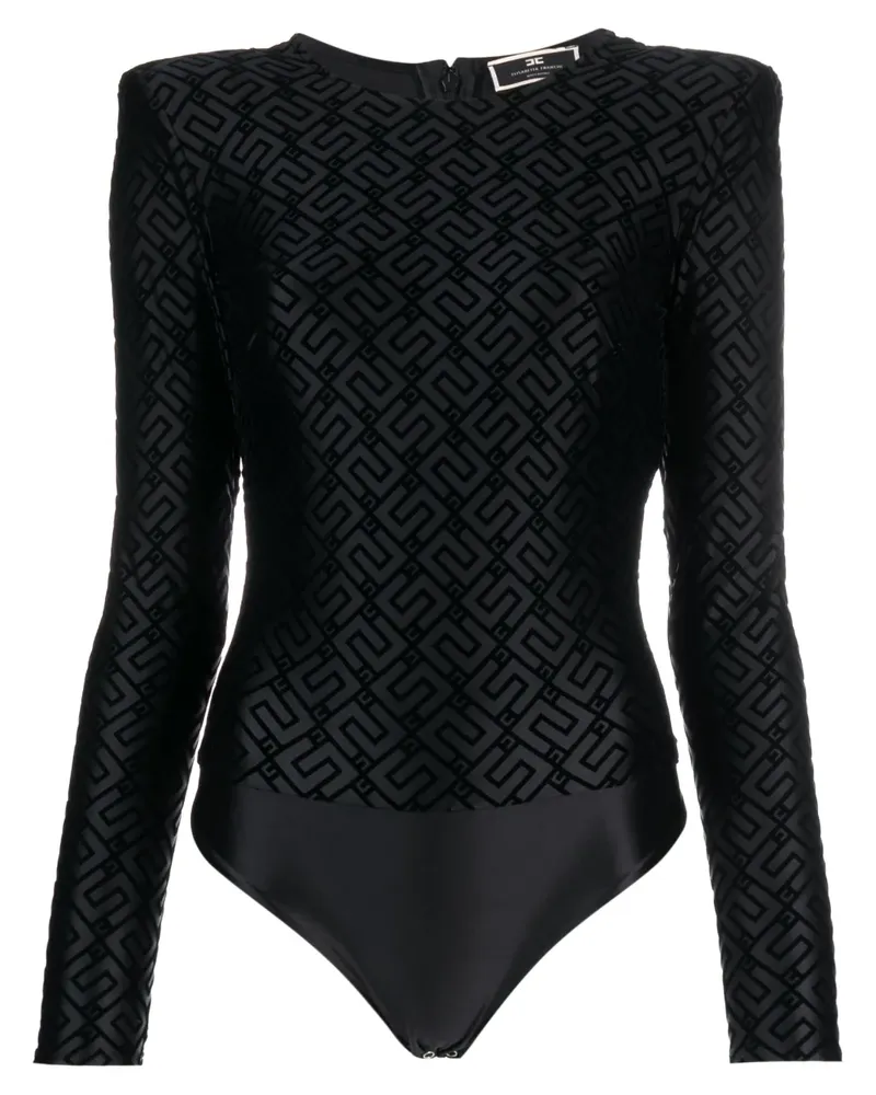 Elisabetta Franchi Langarmshirt mit Logo-Jacquard - Schwarz Schwarz