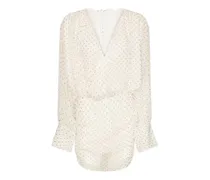 Minikleid mit V-Ausschnitt - Nude